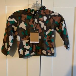 North Face camo fleece zip up jacket